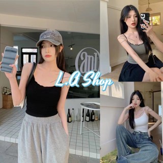 LA Shop พร้อมส่ง เสื้อไหมพรม สายเดี่ยว เนื้อผ้าร่องเล็กๆ ขอบเสื้อหยัก "91090" -C