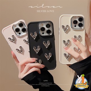 เคสโทรศัพท์มือถือแบบนิ่ม TPU ผิวด้าน กันกระแทก ลายหัวใจ สีพื้น หรูหรา สําหรับ iPhone 14 13 12 11 Pro Max X Xr Xs Max 8 7 6 6s Plus SE 2020