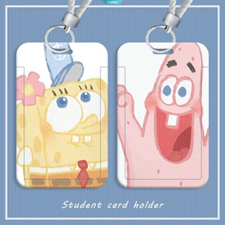 ซองใส่บัตรประจําตัว บัตรรถบัส ธนาคาร ลาย SpongeBob SquarePants Patrick Star Sandy พร้อมสายคล้อง [CAN]