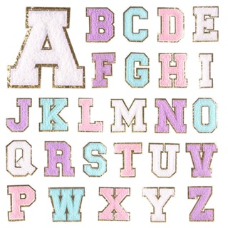 แผ่นแพทช์ ปักลายตัวอักษร A-Z มีกาวในตัว สําหรับตกแต่งเสื้อผ้า DIY จํานวน 26 ชิ้น