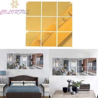 【COLORFUL】Wall Mirror Sticker DIY Gold/Silver/Black Quadrilateral Wall Decoration