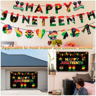 Twee ธงแบนเนอร์ ลาย Happy Juneteenth 19th Freedom Day ขนาด 71x43 นิ้ว สไตล์แอฟริกันอเมริกัน สําหรับแขวนตกแต่งบ้าน ห้องเรียน