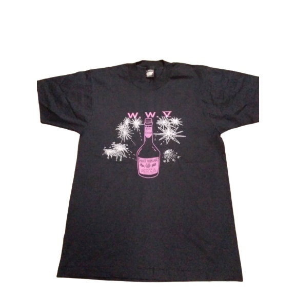 ยินดีต้อนรับ 3 เสื้อ T-SHIRT วินเทจ ป้าย SCREEN STARS USA. size L PEACH SCHNAPPS LIQUEUR 24% ACL ตะเ
