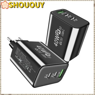 SHOUOUY อะแดปเตอร์ชาร์จ USB Type C QC 3.0 40W สําหรับ iPhone 14 13 Samsung Xiaomi