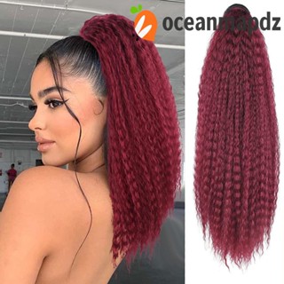 OCEANMAPDZ Kinky ผมหางม้าสังเคราะห์ แบบยาว หนา ธรรมชาติ คุณภาพสูง สีดํา สําหรับต่อผม