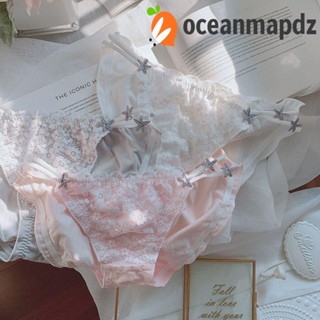 OCEANMAPDZ กางเกงชั้นใน เอวกลาง ระบายอากาศได้ดี ลายดอกไม้ ดาว ขนาดใหญ่ สําหรับผู้หญิง