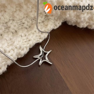 OCEANMAPDZ สร้อยคอโซ่ จี้รูปดาวห้าแฉก หน้ายิ้ม สไตล์เกาหลี ของขวัญแฟชั่น