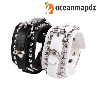 OCEANMAPDZ สร้อยข้อมือ กําไลข้อมือ สายหนัง PU เครื่องประดับแฟชั่น ดีไซน์เรียบง่าย สําหรับผู้ชาย และผู้หญิง