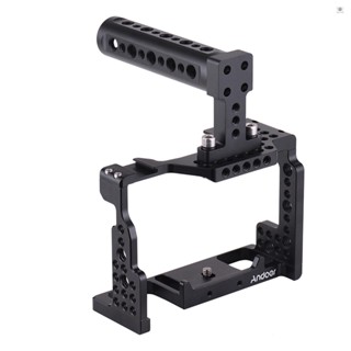 Andoer Camera Cage + Top Handle Kit Video Film Movie Making Stabilizer Aluminum Alloy with Cold Shoe Mount for  A7II/A7III/A7SII/A7M3/A7RII/A7RIII Camera