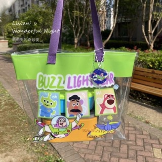 กระเป๋าถือ Pvc จุของได้เยอะ แบบพกพา สําหรับนักเรียน| Buzz Lightyear กระเป๋าใส ลายการ์ตูน สไตล์เกาหลี