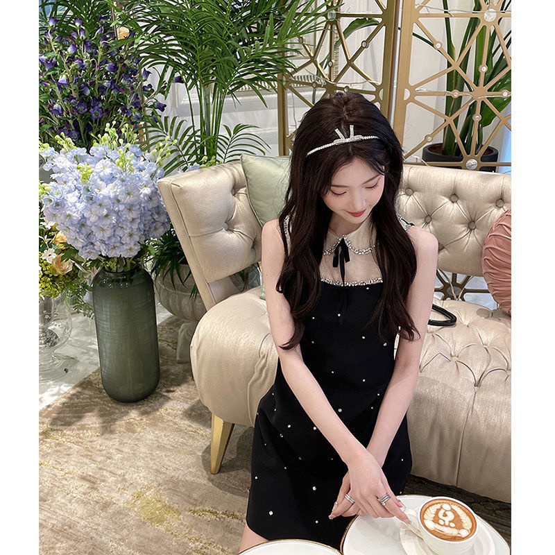 เดรสปาดไหล่ เดรสลูกไม้คอปาดผ้าชีฟอง ทรงสวยเสื้อตัวยาว ชุดเดรสลําลอง คอกลม เกาะอกคล้องคอ แต่งดอกไม้หน้าอก