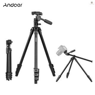 Andoer Q160HA ขาตั้งกล้องสามขา แนวนอน พร้อมกระทะ 3 ทาง และหัวเอียง สําหรับกล้อง DSLR กล้องวิดีโอ