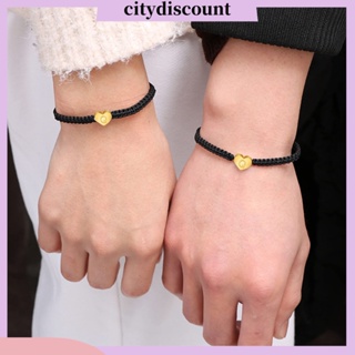 &lt;citydiscount&gt; สร้อยข้อมือเชือกถัก รูปหัวใจ ตัวอักษร 26 ตัว ยืดหยุ่น ปรับได้ เข้ากับทุกการแต่งกาย เครื่องประดับ สําหรับคู่รัก