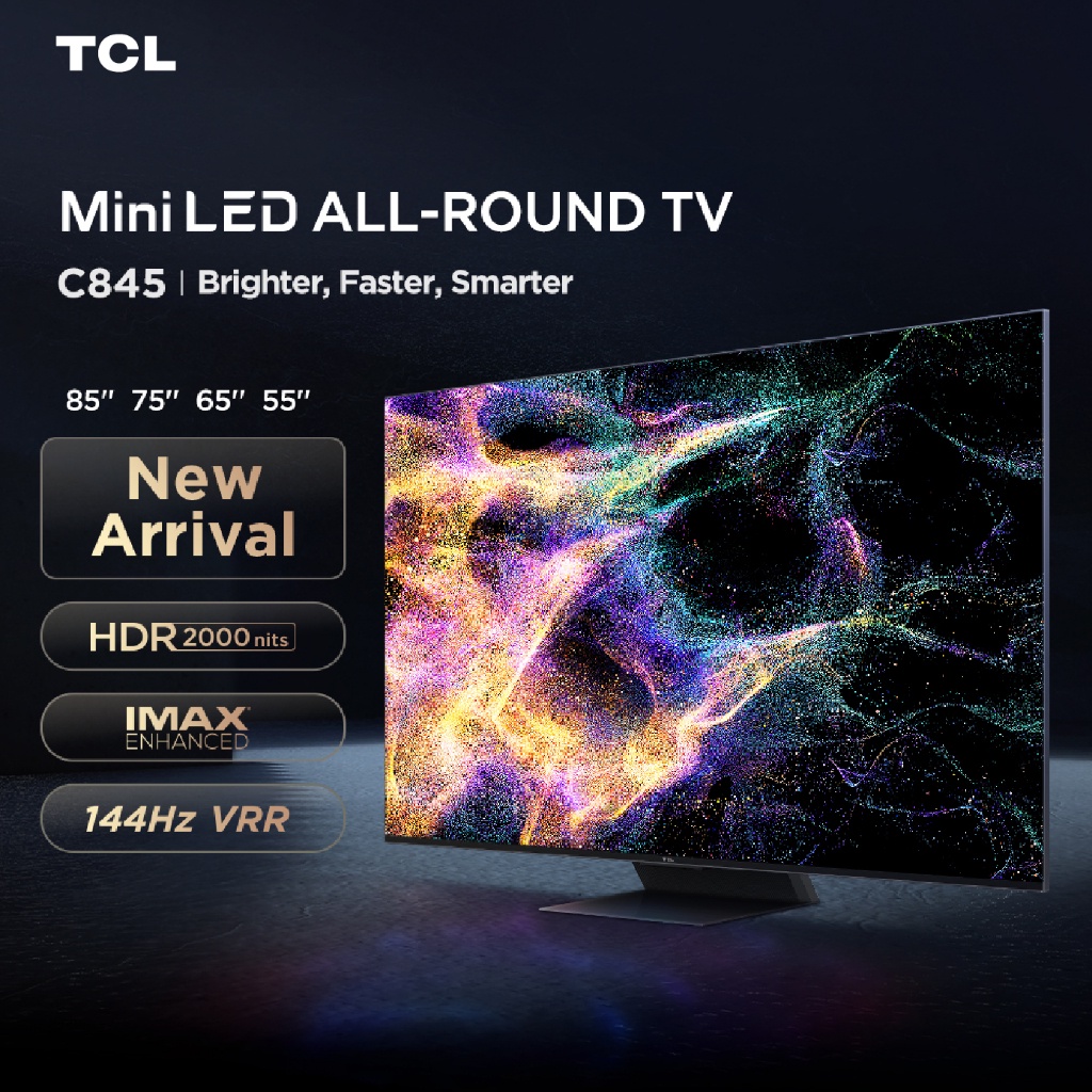 ^YU^ TCL ทีวี 75 นิ้ว 4K Mini LED QLED Google TV รุ่น 75C845 ระบบปฏิบัติการ Google/Netflix & Youtube