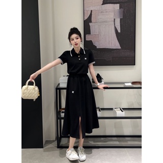 DMQ3 CEL * N 2023 spring and summer new letter embroidery logo short-sleeved polo shirt T-shirt overskirt suit fashion simple Slimming women