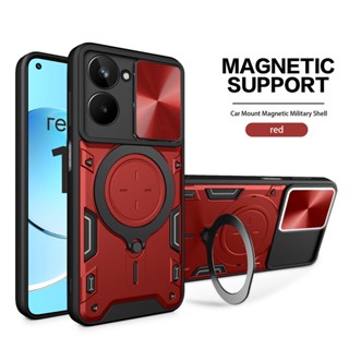 For Realme 10 Pro Plus 10Pro+ Realme10Pro Realme10 4G 5G Luxury Push Pull Slide Window Camera Lens Protect Phone Case Car Holder Shockproof Armor Casing