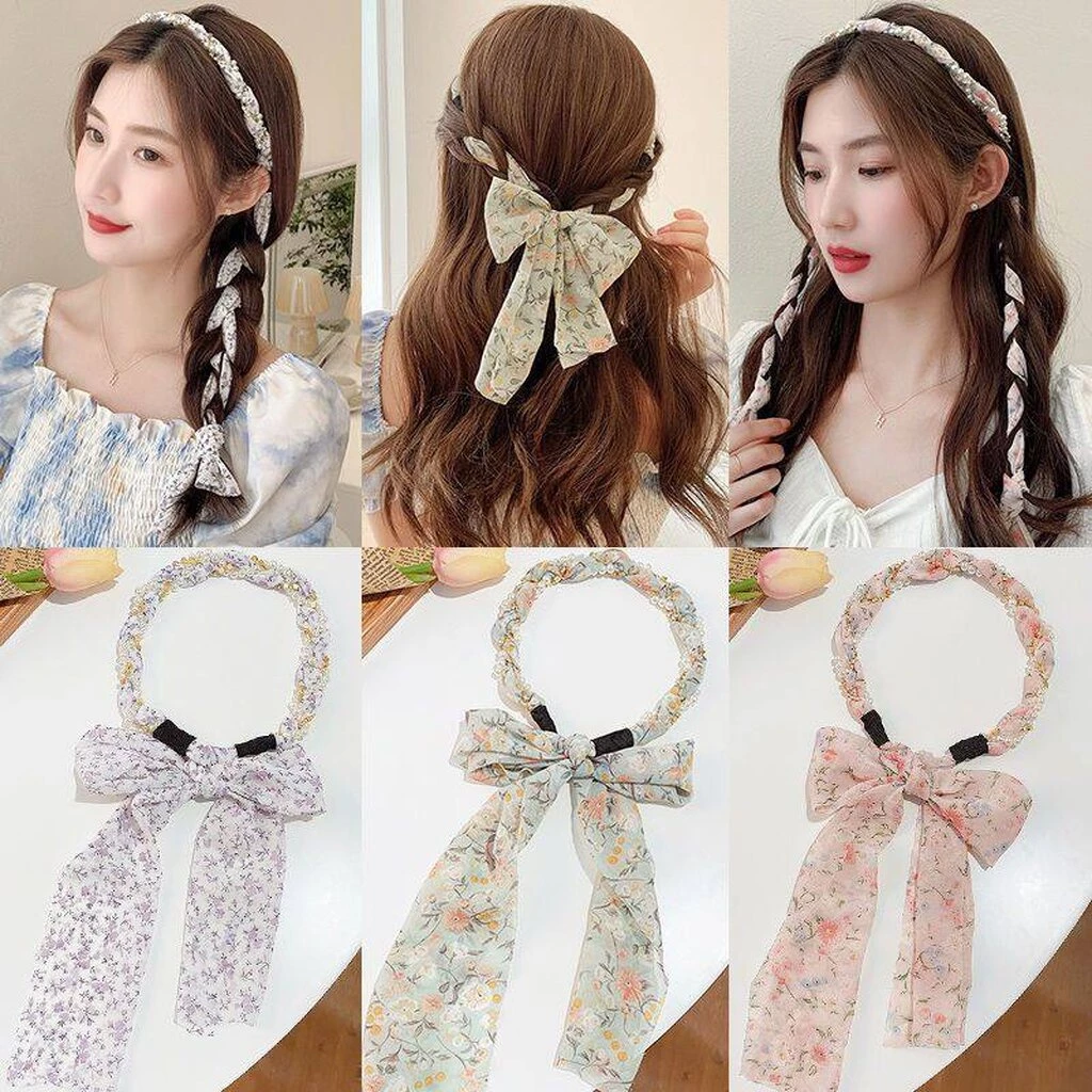 MYPINK 💕คาดผม ผ้าผูกผมประดับมุก สาวหวาน โบว์ผูกผม
