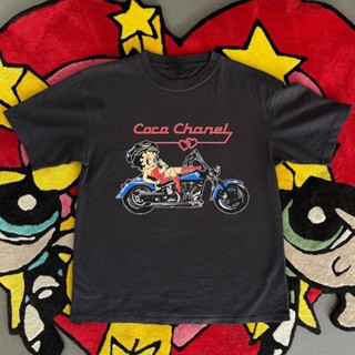 อ่อนนุ่ม 6 แฟชั่นคลาสสิก(พร้อมส่ง) Mega Yacht - betty boop biker tee เสื้อยืดผู้ชาย เสื้อยืดผู้หญิง