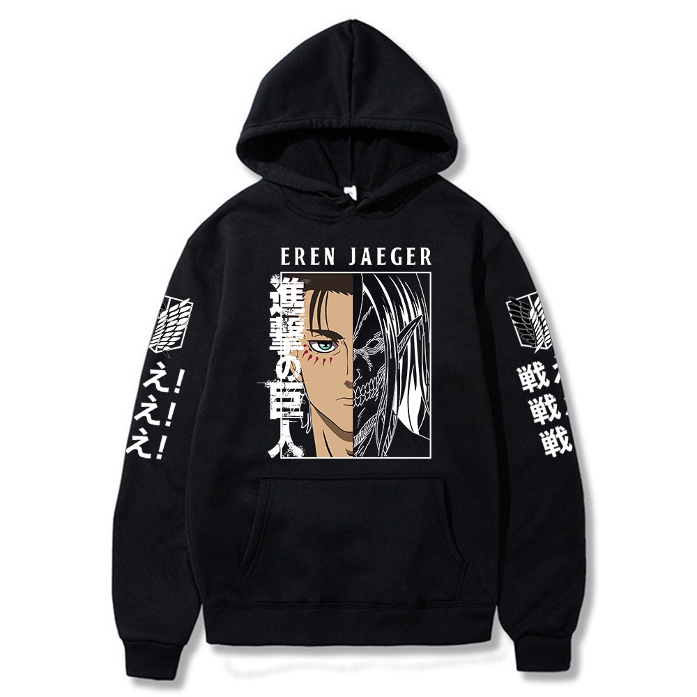 เสื้อกันหนาว มีฮู้ด ลายการ์ตูนอนิเมะ Attack on Titan AOT Eren Yeager