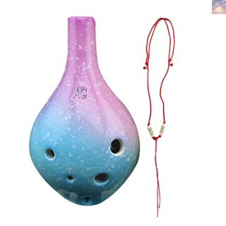 พร้อมส่ง เครื่องดนตรีเซรามิก Ocarina Alto C 6 หลุม พร้อมเชือกเส้นเล็ก สําหรับคนรักดนตรี และผู้เรียน