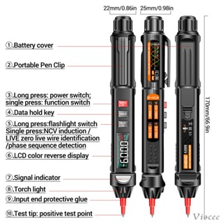 [Viocee] ปากกามัลติมิเตอร์แรงดันไฟฟ้า A3009 พร้อมไฟฉาย นับ 6000 ครั้ง สําหรับบํารุงรักษารถยนต์