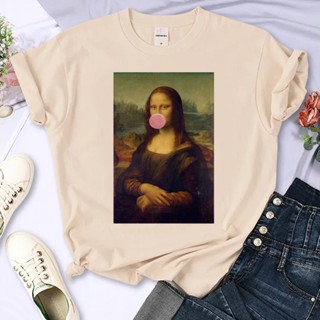 เสื้อยืด พิมพ์ลายกราฟฟิค Mona Lisa สไตล์ญี่ปุ่น ฮาราจูกุ สําหรับผู้หญิง