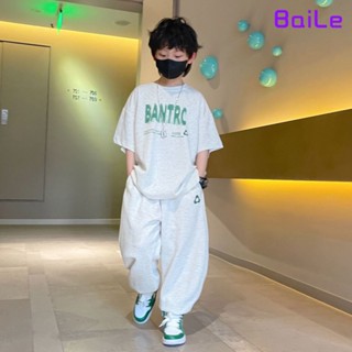 [Baile Little Forest] ชุดกีฬาแขนสั้น สองชิ้น แฟชั่นฤดูร้อน สําหรับเด็กผู้ชาย