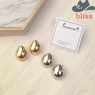 BLISS ต่างหูสตั๊ด ทรงเรขาคณิต หยดน้ํา ขนาดใหญ่ เรียบง่าย สไตล์เกาหลี เครื่องประดับพื้นผิวสว่าง