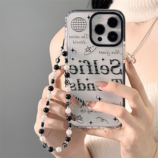 [พร้อมส่ง] ใหม่ เคสโทรศัพท์มือถือ วงกลม สีดํา พร้อมสายคล้องข้อมือ สําหรับ Apple iPhone 15 14 13 12 11 PROMAX XS XR XSMAX SE2020 6 7 8PLUS MINI