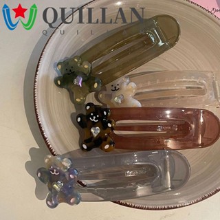 QUILLAN กิ๊บติดผม รูปหมี หัวใจ ประดับเพทาย น่ารัก สีโปร่งใส แบบสร้างสรรค์ เหมาะกับฤดูร้อน สไตล์เกาหลี สําหรับผู้หญิง