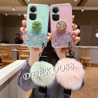 เคสโทรศัพท์มือถือนิ่ม แบบใส ลายดาวอวกาศ พร้อมแหวนขาตั้ง ประดับพลอยเทียม สําหรับ OPPO Reno10 Pro Plus Pro+ 5G Reno 10 10Pro Reno10Pro+