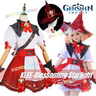 - Jn - Game Klee ชุดคอสเพลย์ Game Genshin Impact Woman Halloween Carnival Cosplay Set Klee Little Witch Lolita Dress Hat Wig Bag Cos Set