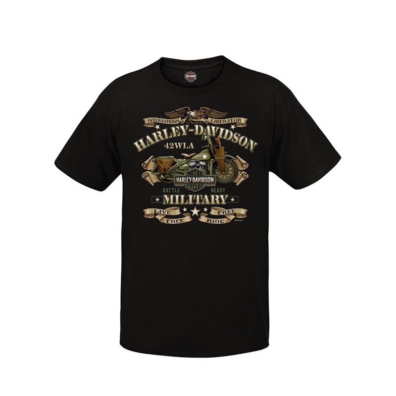 การออกแบบเดิมเสื้อHarley-Davidson Military ส่งจาก USA แท้ S-5XL