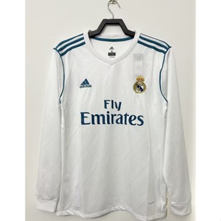 เสื้อกีฬาแขนยาว ลายทีมฟุตบอล Real Madrid 16-17 ชุดเหย้า สไตล์วินเทจ