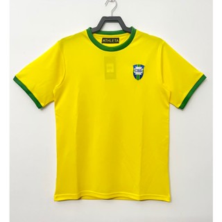 เสื้อกีฬาแขนสั้น ลายทีมชาติฟุตบอล Brazil 1970 ชุดเหย้า สไตล์วินเทจ