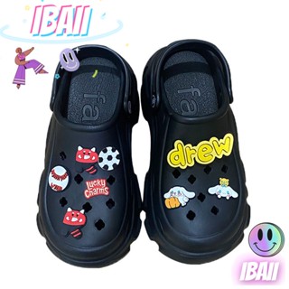 IBAII.  รองเท้าหลุมพื้นหนาระเบิดสวมรองเท้าแตะแฟชั่นอินเทรนด์ Baotou half-slippers