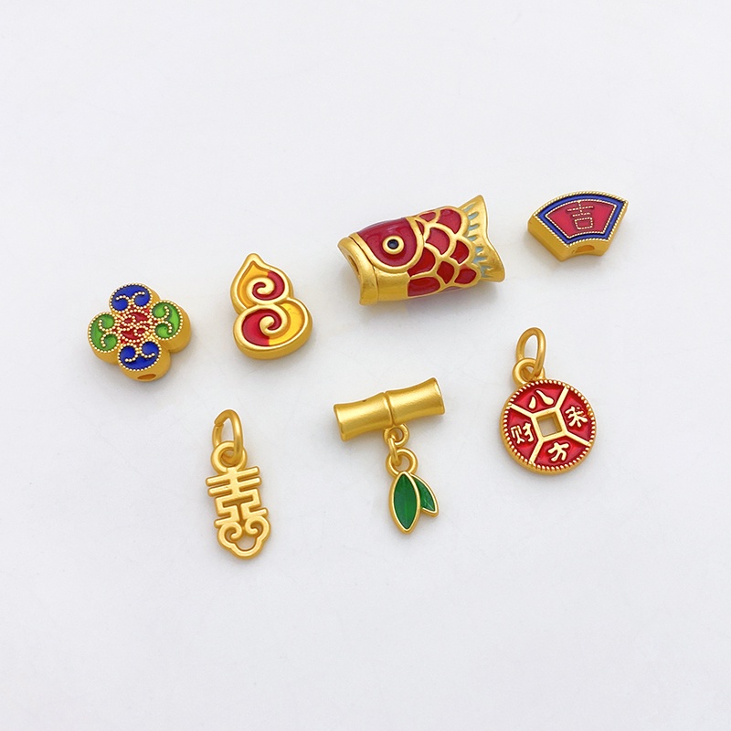 จี้ลูกปัดไม้ไผ่ ชุบทอง 18K แฮนด์เมด สําหรับทําเครื่องประดับ สร้อยคอ สร้อยข้อมือ diy