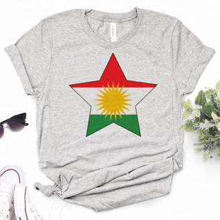 Kurdistan เสื้อยืด ลายการ์ตูนอนิเมะ สไตล์ญี่ปุ่น สําหรับผู้หญิง