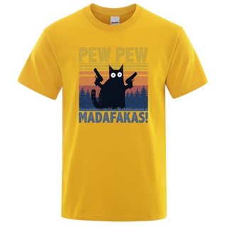 เสื้อยืดแขนสั้น คอกลม พิมพ์ลาย Pew Madafakas สไตล์วินเทจ แฟชั่นฤดูร้อน สําหรับผู้ชาย  