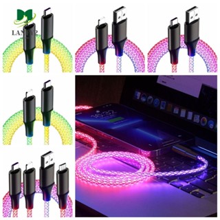 Alanfy สายชาร์จ USB RGB Type C Micro USB RGB 66W 6A 3 IN 1 ชาร์จเร็ว หลากสี