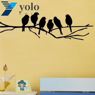 Yolo สติกเกอร์ ลายนก 3D ลอกออกได้ สีดํา สีขาว สําหรับติดตกแต่งผนังบ้าน