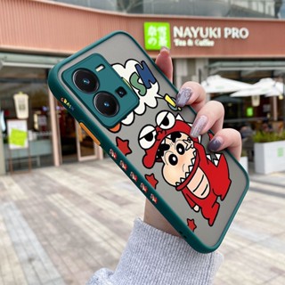 เคสซิลิโคนใส ขอบสี่เหลี่ยม กันกระแทก ลายการ์ตูนชินจัง สําหรับ vivo Y35