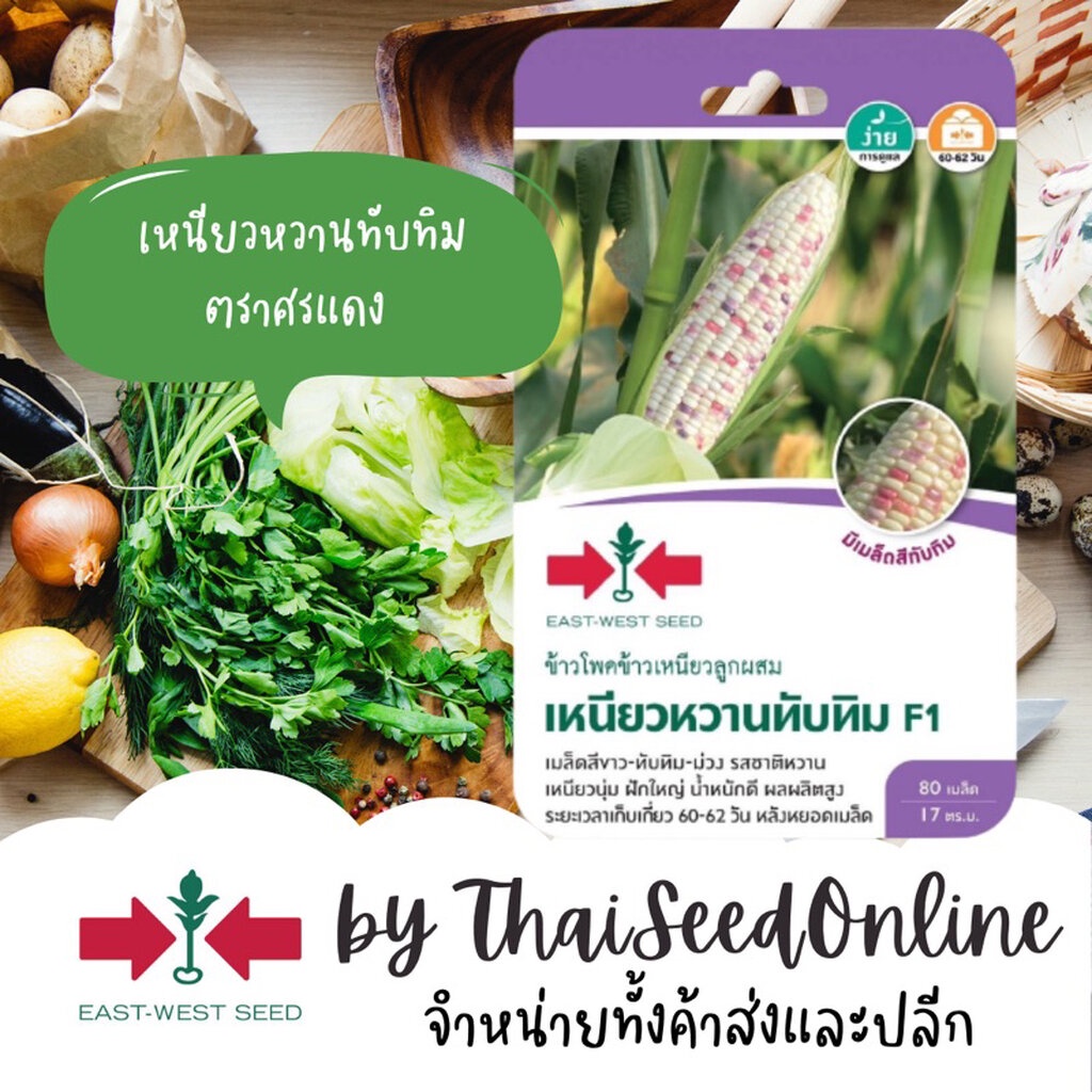 Sorndang(ศรแดง) GGEW เมล็ดพันธุ์ซฟ เมล็ดพันธุ์ ข้าวโพดข้าวเหนียว เหนียวหวานทับทิม 80เมล็ด ตราศรแดง Waxy Corn