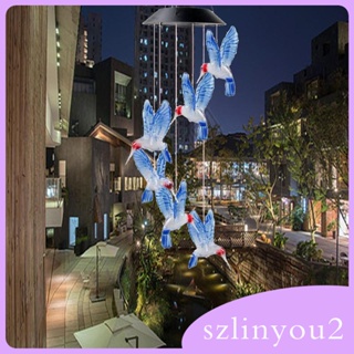 [szlinyou2] กระดิ่งลม พลังงานแสงอาทิตย์ มีไฟ Led รูปนกฮัมมิ่งเบิร์ด สําหรับในร่ม กลางแจ้ง