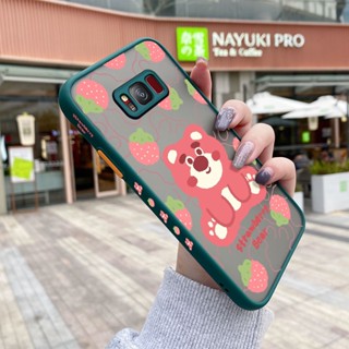 สําหรับ Samsung galaxy S8 S8 Plus เคสการ์ตูน สตรอเบอร์รี่ หมี กันกระแทก เคสโทรศัพท์แข็ง ขอบสี่เหลี่ยม รูปแบบ ซิลิโคนนิ่ม เคสป้องกัน