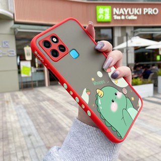 สําหรับ Infinix Smart 6 HD Smart 6 Plus เคสการ์ตูนไดโนเสาร์น้อยน่ารัก กันกระแทก ฝ้าแข็ง เคสโทรศัพท์ ขอบลาย ซิลิโคนนุ่ม เคสป้องกัน