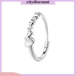 &lt;citydiscount&gt; แหวนแต่งงาน รูปหัวใจ ประดับเพชรเทียม ปรับได้ ของขวัญวันวาเลนไทน์ สําหรับผู้หญิง