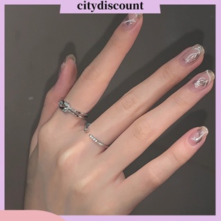 &lt;citydiscount&gt; แหวนสวมนิ้ว ประดับพลอยเทียม ปรับขนาดได้ เครื่องประดับแฟชั่น สําหรับผู้หญิง