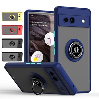 เคสโทรศัพท์มือถือ แบบใส ผิวด้าน กันกระแทก พร้อมแหวนขาตั้ง สําหรับ Google Pixel 7A