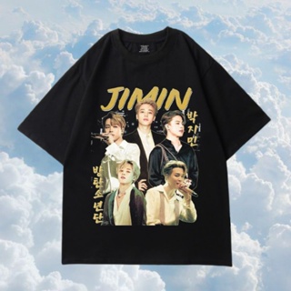 เสื้อยืดสีขาวเสื้อยืด พิมพ์ลาย Bootleg JIMIN สไตล์เกาหลีS-4XL